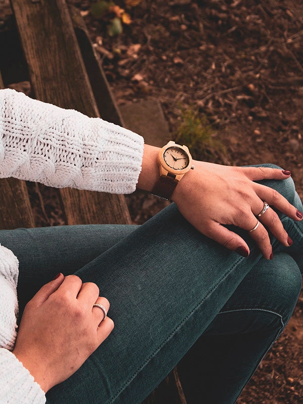 Montre en Bois Femme à Quartz - Lilas