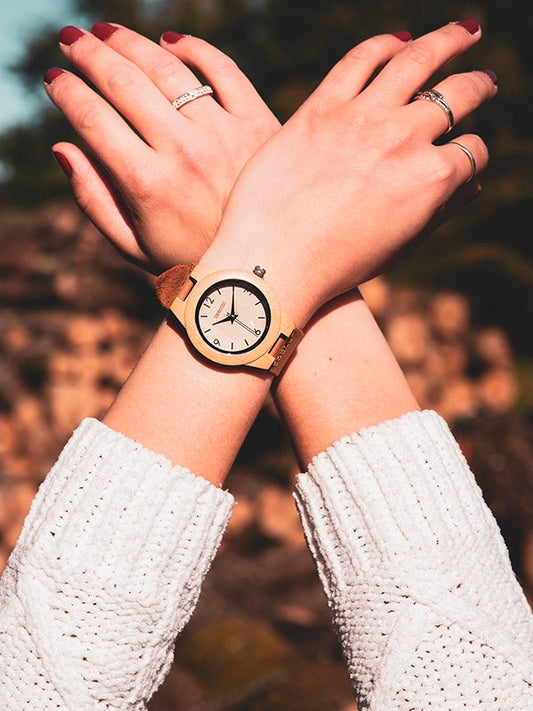 Montre en Bois Femme à Quartz - Lilas