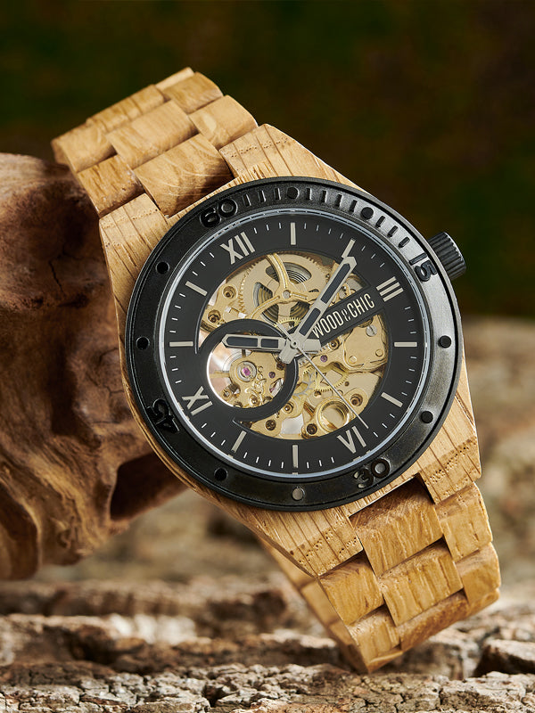 Montre en Bois Homme Mécanique - Cativo