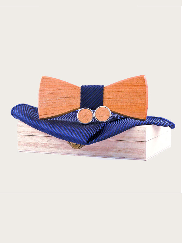 Coffret Noeud Papillon + Boutons de manchette en Bois Homme - Buis - Wood&Chic