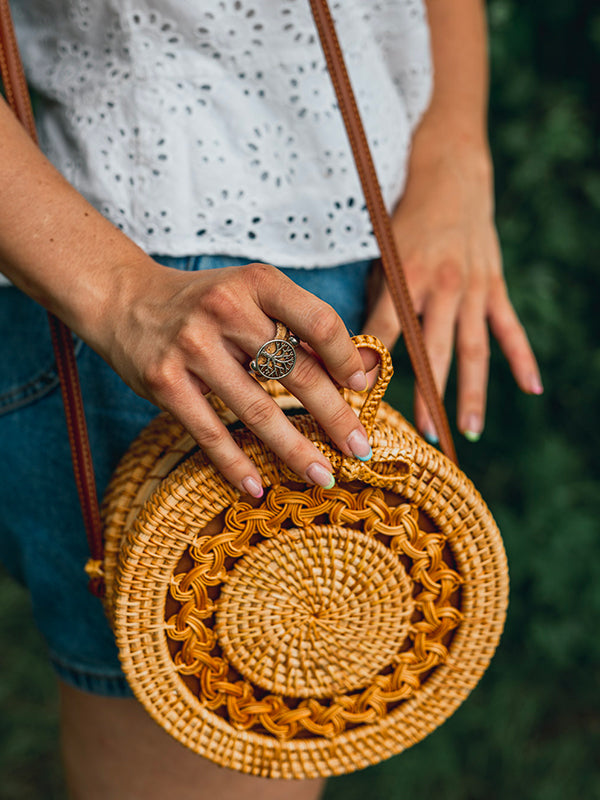 Sac en Osier Rond - Albizia - Wood&Chic