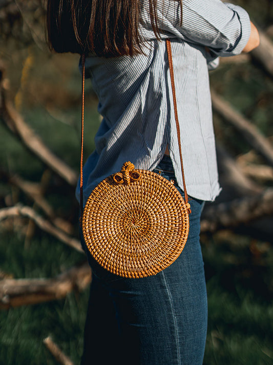 Sac rond osier online camaieu